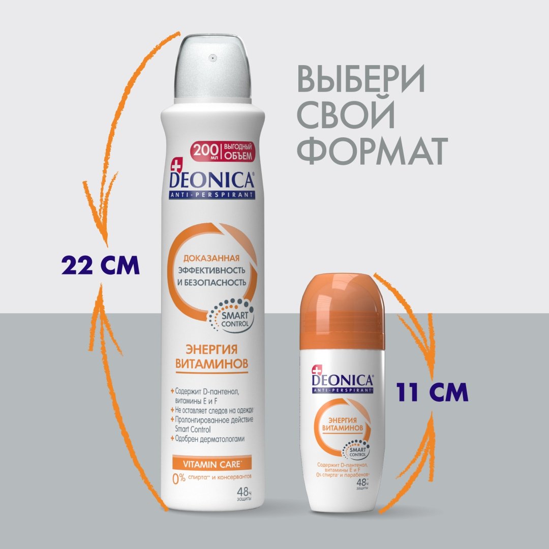 Deonica Энергия витаминов антиперспирант для женщин 200 мл купить,0