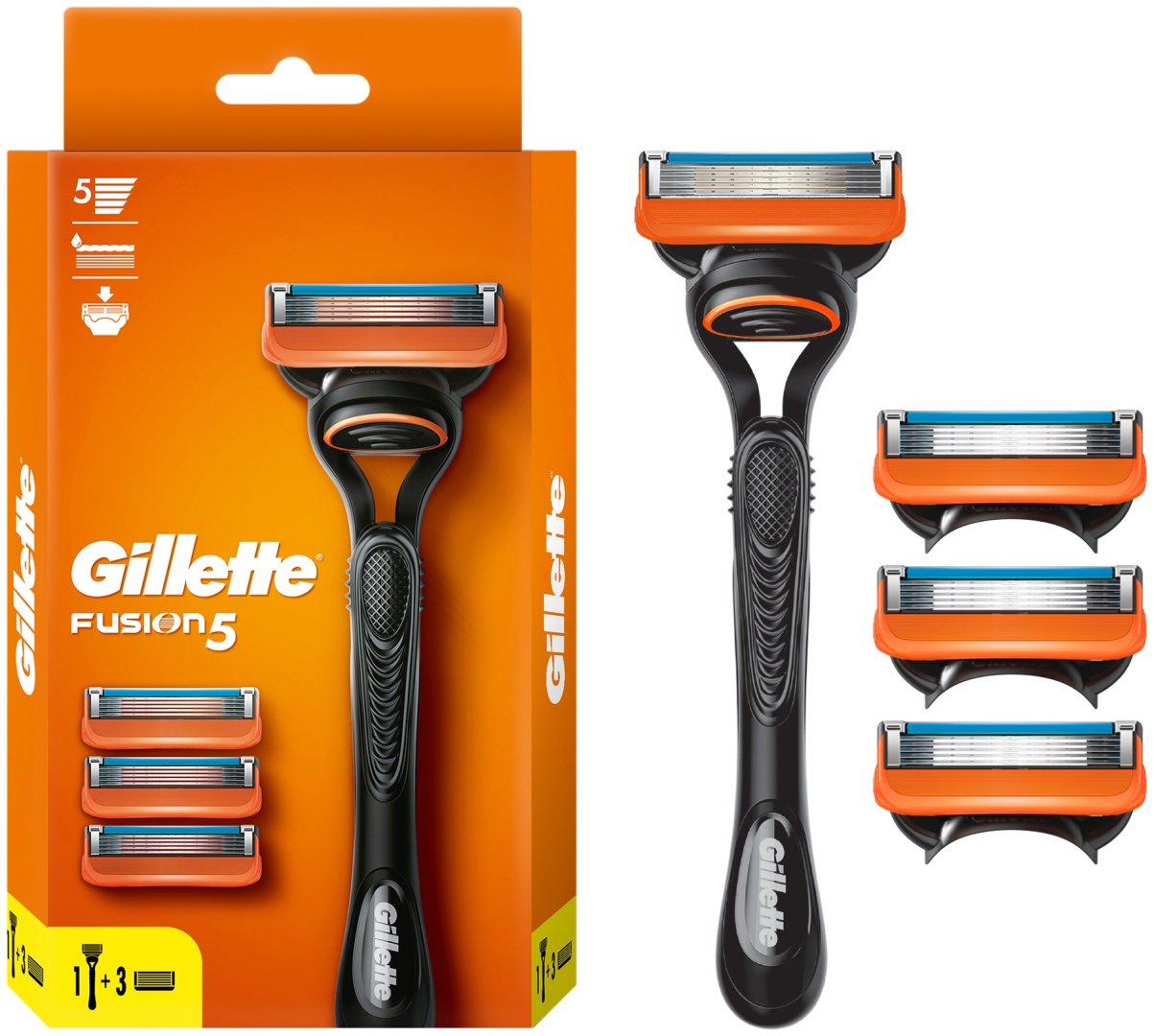 Gillette Fusion5 бритвенный станок 1 шт + сменные кассеты 3 шт - ForteMarket Gillette Fusion5 бритвенный станок 1 шт + сменные кассеты 3 шт купить,0