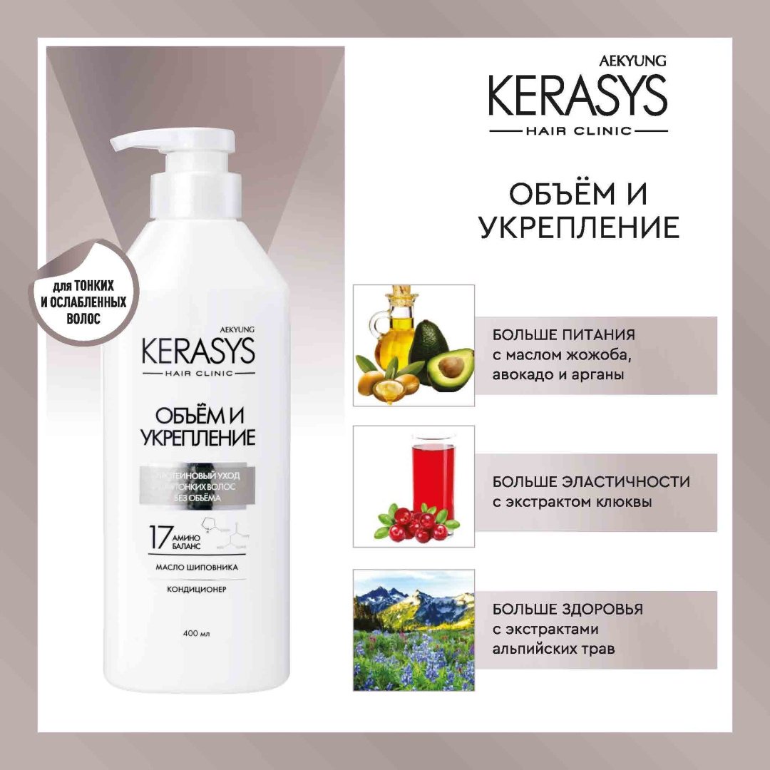 KeraSys кондиционер Объем и укрепление 400 мл - ForteMarket KeraSys кондиционер Объем и укрепление 400 мл купить,0