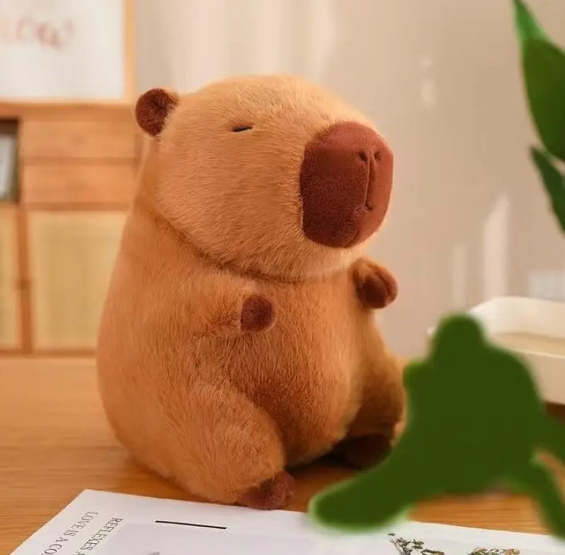 Мягкая игрушка Капибара, высота 25 см, коричневый