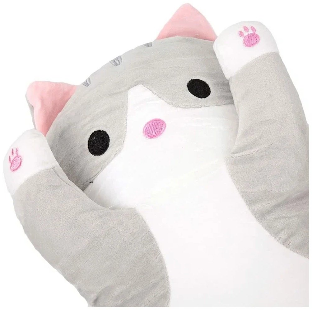 Подушка-игрушка Кот Батон dlinii.kot, высота 90 см, серый купить,0