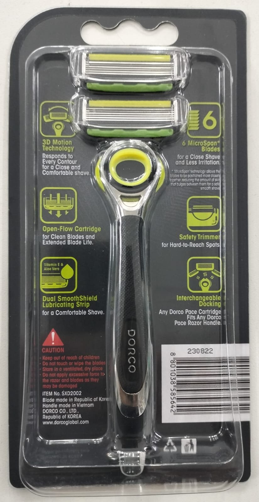 DORCO Pace 6 бритвенный станок 1 шт &#43; сменные кассеты 2 шт