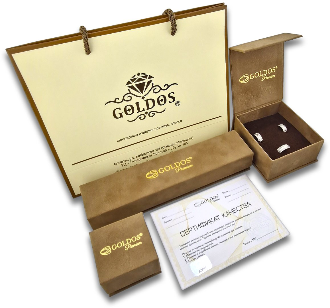 Серьги GOLDOS DE4940-3W вес 3.2 г золото, бриллиант купить,NaN