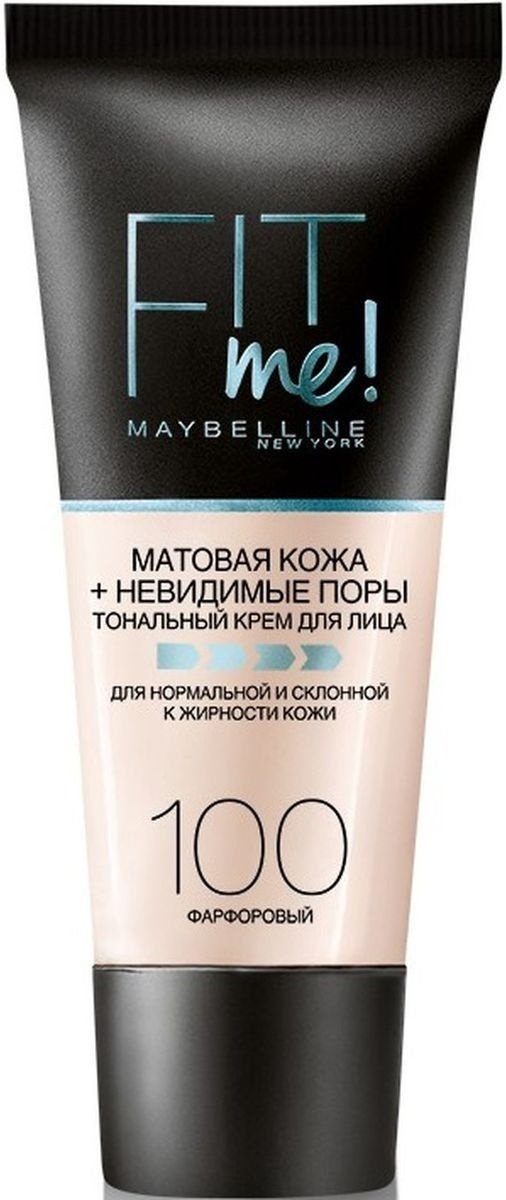 Maybelline New York Fit Me Матовая Кожа &#43; Невидимые Поры тональный крем 100 Фарфоровый 30 мл купить,0
