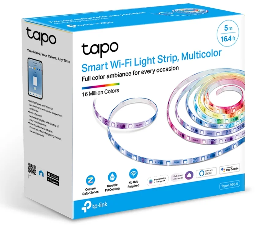 Умная многоцветная светодиодная Wi-Fi лента TP-Link Tapo L920-5 - ForteMarket Умная многоцветная светодиодная Wi-Fi лента TP-Link Tapo L920-5 купить,0