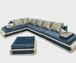 Диван Aibyn Lux 420x265 см с пуфом синий