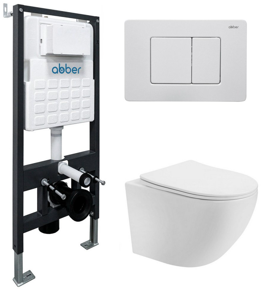 Унитаз Abber AC1100T-AC0105-AC0120MW с инсталляцией купить,214400