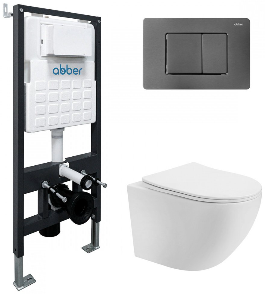 Унитаз Abber AC1100T-AC0105-AC0120NG с инсталляцией белый купить,227500