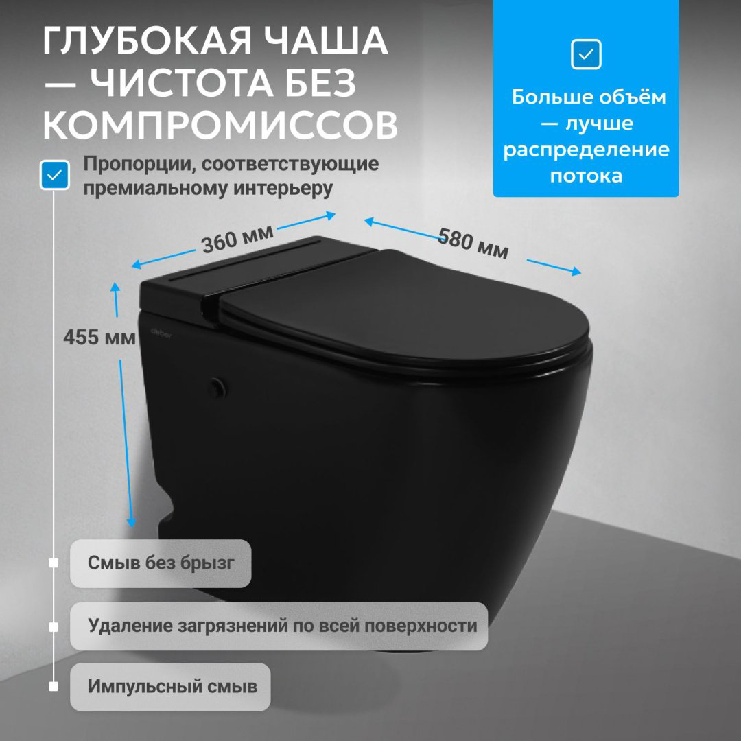 Унитаз Abber AC1115PMB черный купить,347553