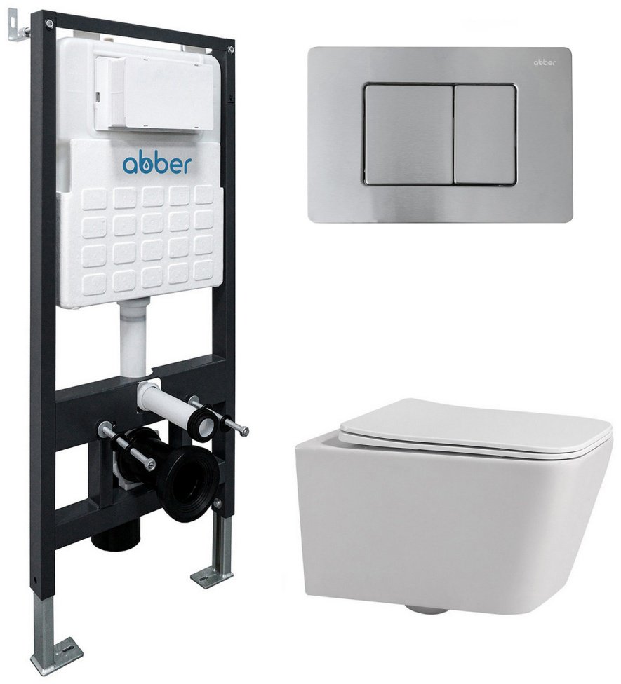 Унитаз Abber AC1201-AC0105-AC0120MCH с инсталляцией белый