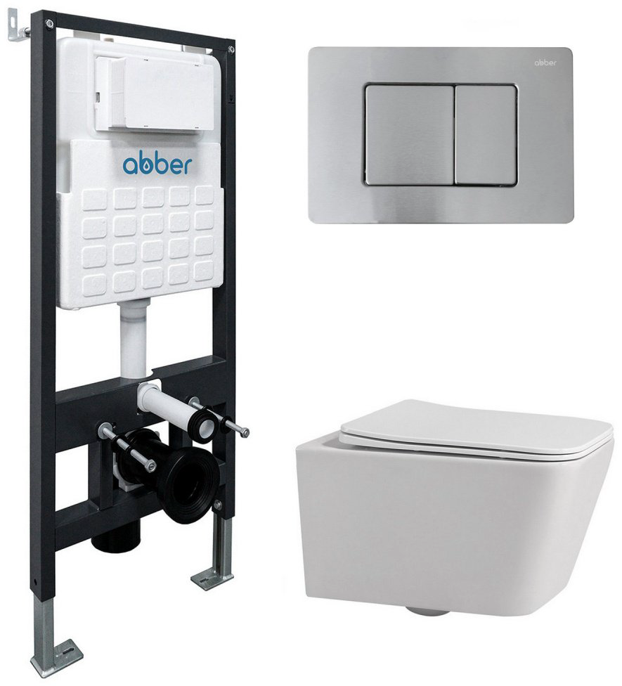 Унитаз Abber AC1201-AC0105-AC0120MCH с инсталляцией белый купить,202283