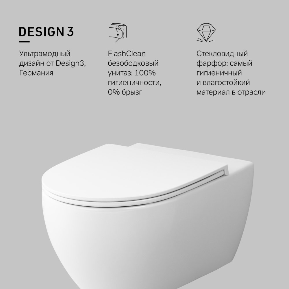 Унитаз AM.PM C111700WH Awe FlashClean белый купить,NaN
