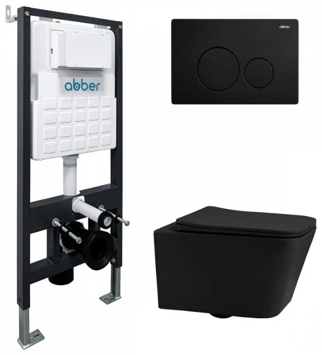 Унитаз Abber AC1201MB с инсталляцией черный купить,279700