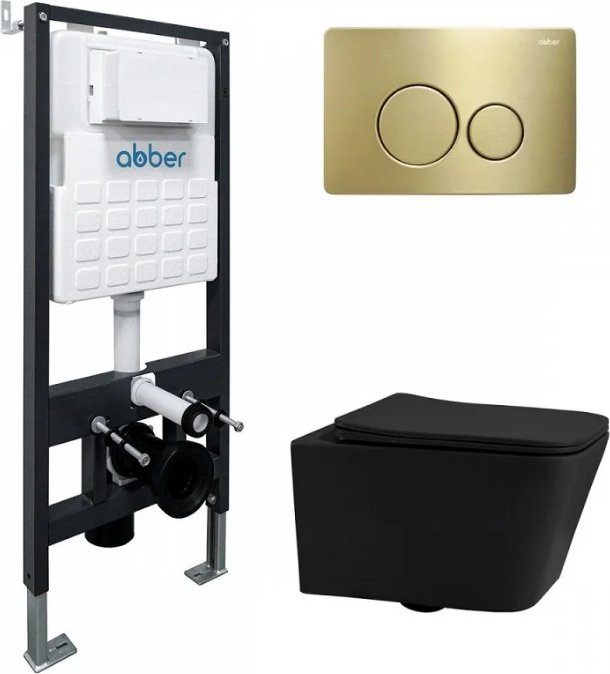 Унитаз Abber AC1201MB с инсталляцией черный