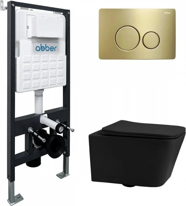 Унитаз Abber AC1201MB с инсталляцией черный купить,292800