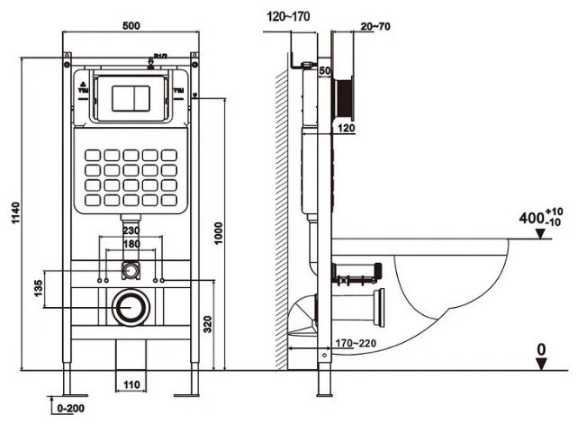 Унитаз Abber AC1201MB с инсталляцией черный