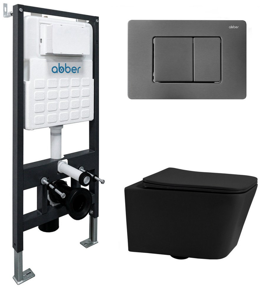 Унитаз Abber AC1201MB-AC0105-AC0120NG с инсталляцией черный купить,292800