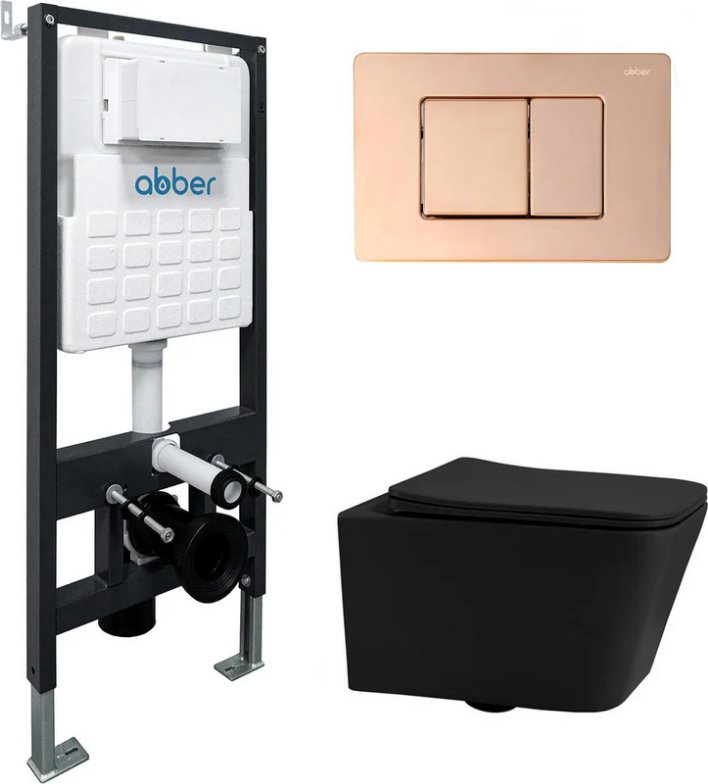 Унитаз Abber AC1201MB-AC0105-AC0120RG с инсталляцией черный купить,291800