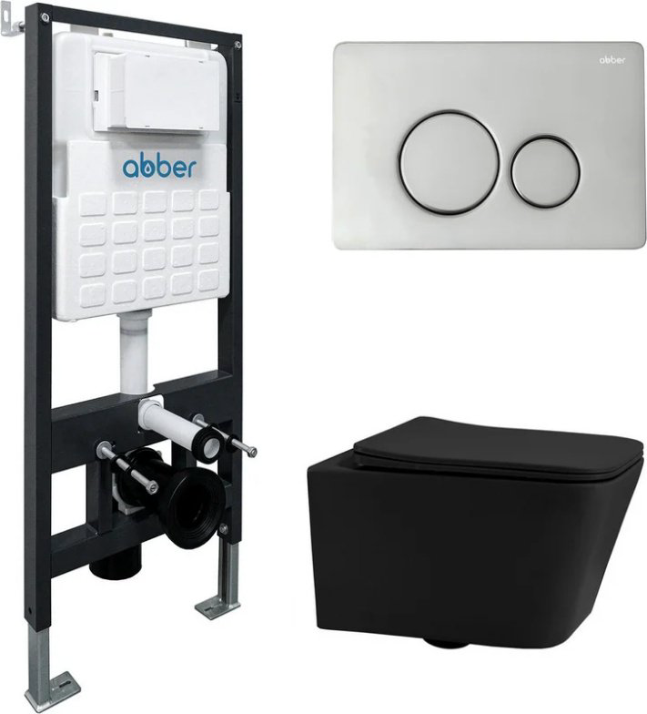 Унитаз Abber AC1201MB-AC0105-AC0121 с инсталляцией  черный купить,271600