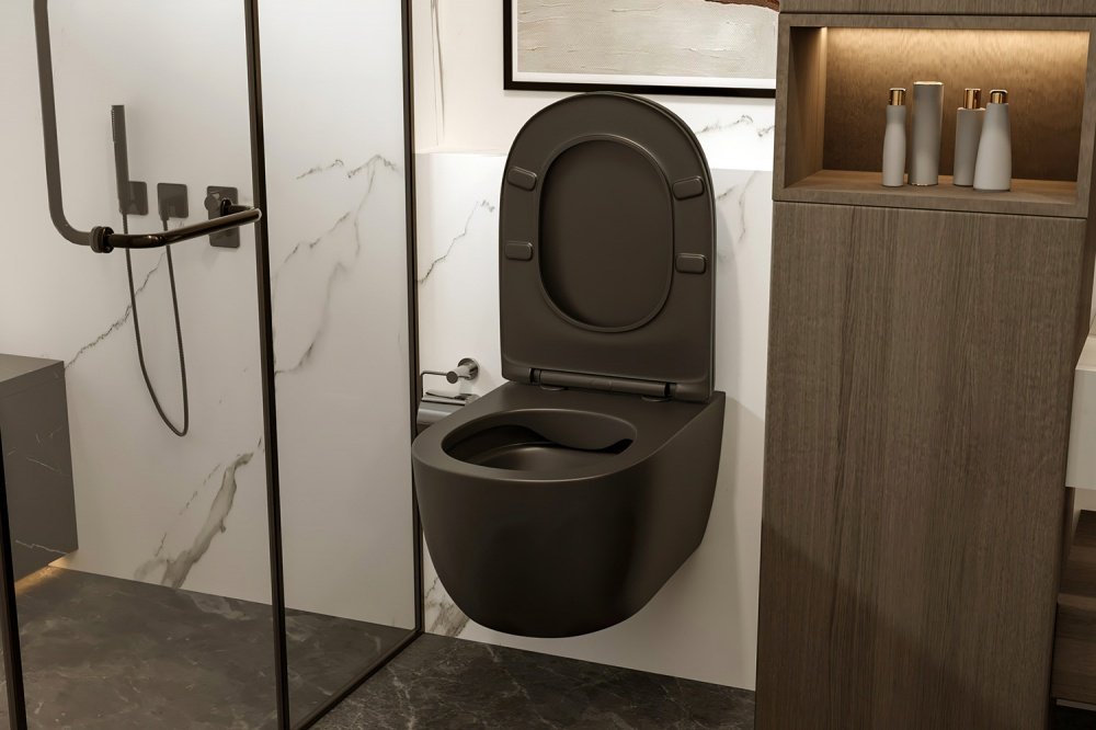 Abber унитаз Bequem AC1104MB, керамика черный матовый купить,0