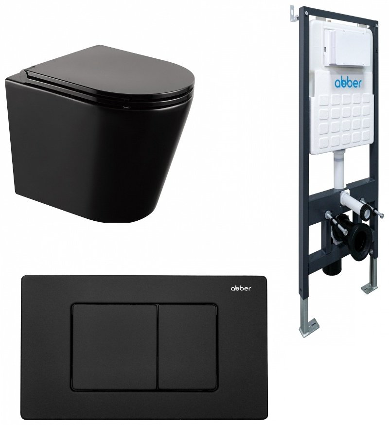 Унитаз Abber Bequem AC1102MB с инсталляцией черный купить,408945