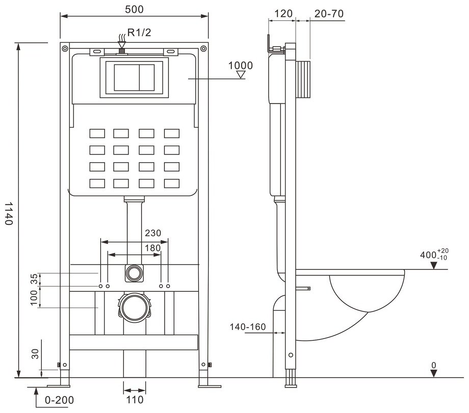 Abber унитаз с инсталляцией Bequem AC1102MB, керамика купить,0