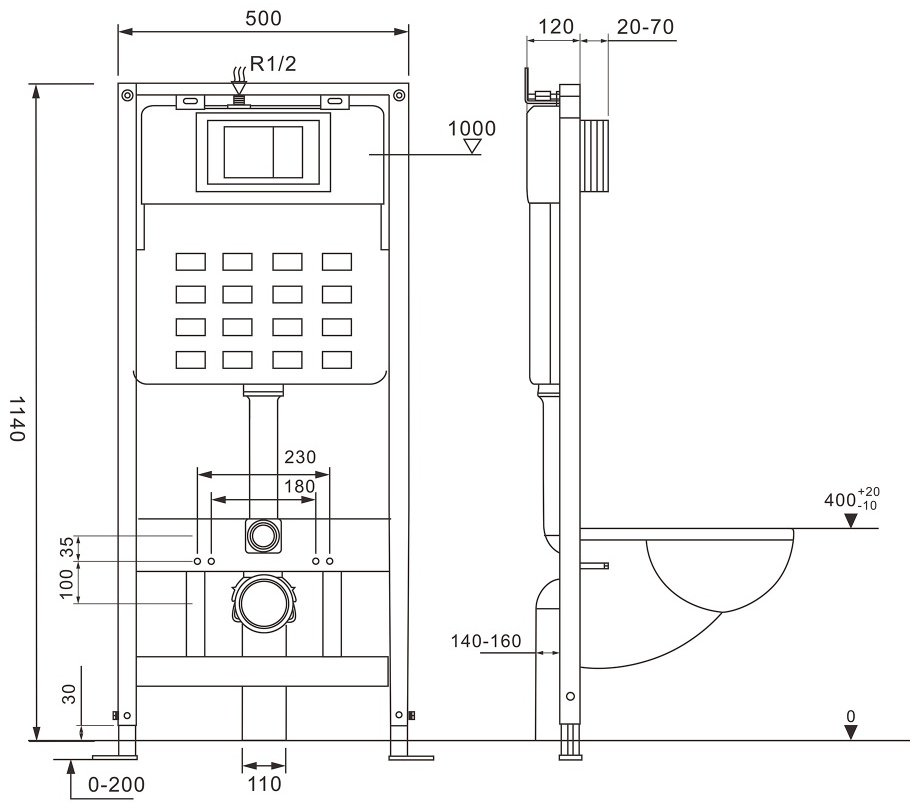 Унитаз Abber Bequem AC1102MB с инсталляцией черный купить,408945