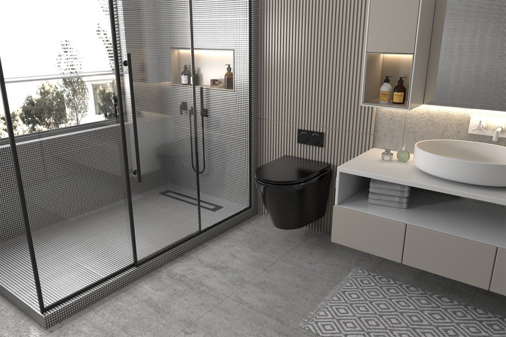 Унитаз Abber Bequem AC1102MB с инсталляцией черный купить,408945