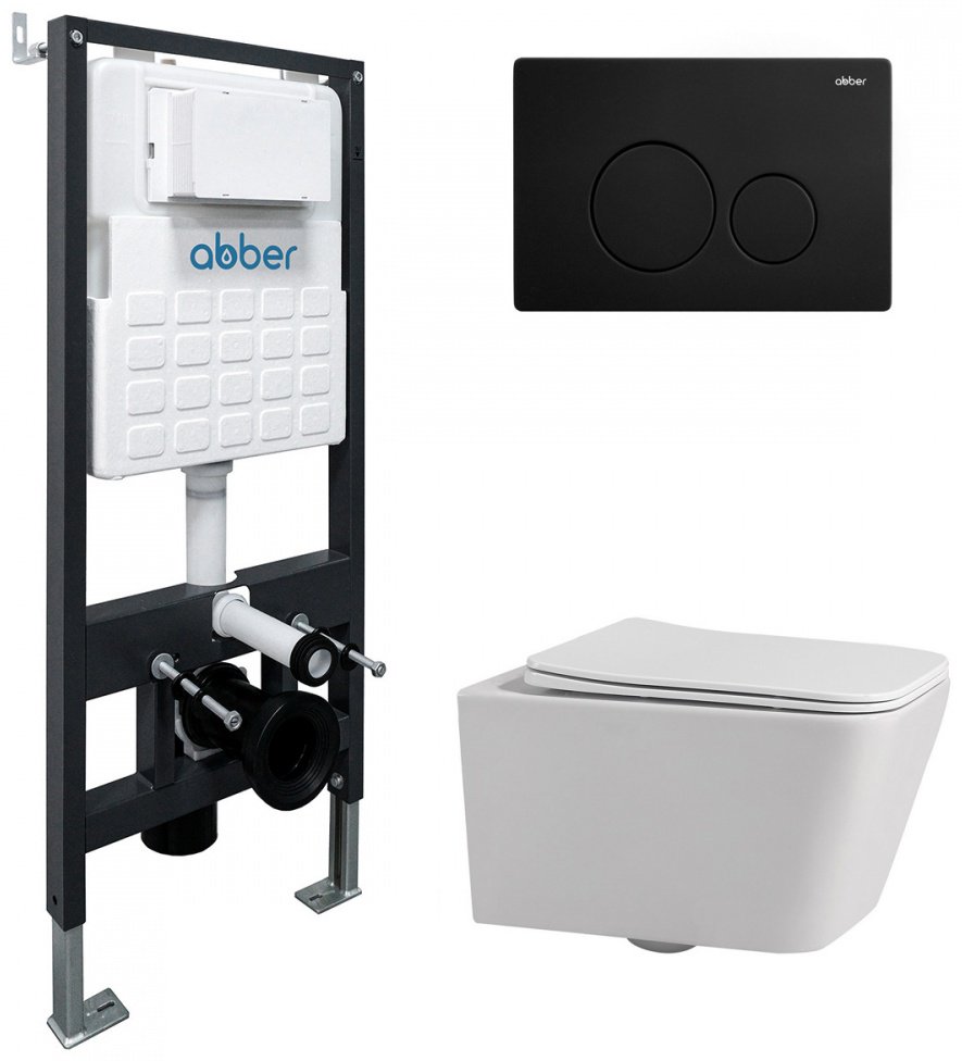 Унитаз Abber Rechteck AC1201 с инсталляцией белый