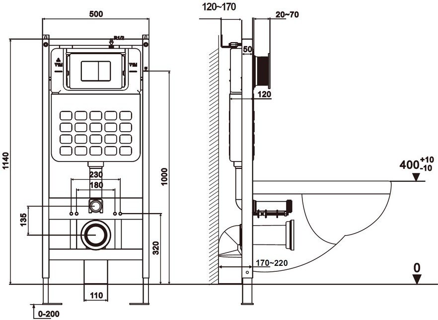 Abber унитаз с инсталляцией Rechteck AC1201, санфаянс купить,0