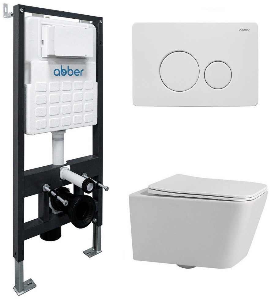 Унитаз Abber Rechteck AC1201 с инсталляцией белый