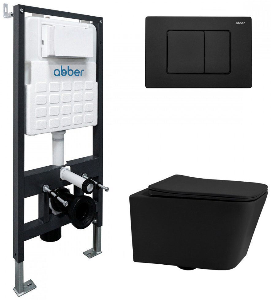 Унитаз Abber Rechteck AC1201MB с инсталляцией черный купить,279700