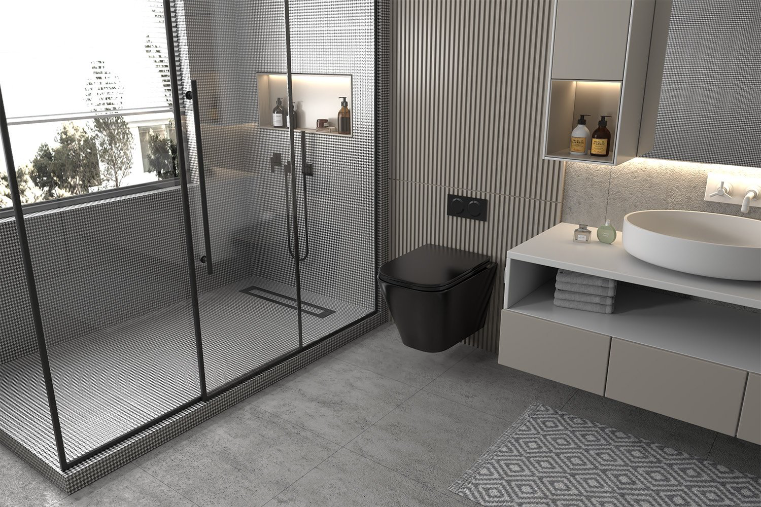 Унитаз Abber Rechteck AC1201MB черный купить,143700
