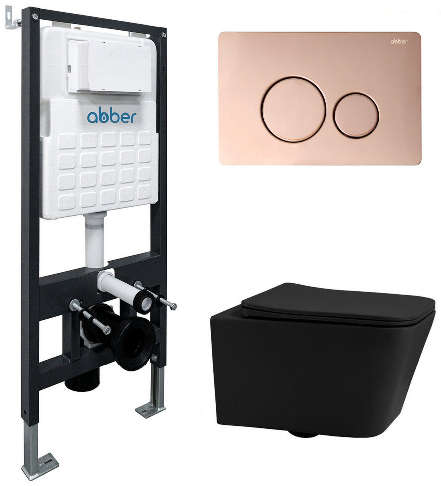 Унитаз Abber Rechteck AC1201MB с инсталляцией черный купить,292800
