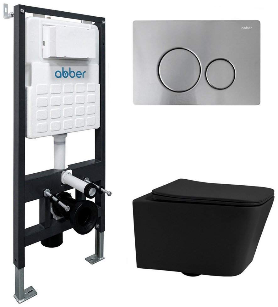 Унитаз Abber Rechteck AC1201MB с инсталляцией черный купить,271600