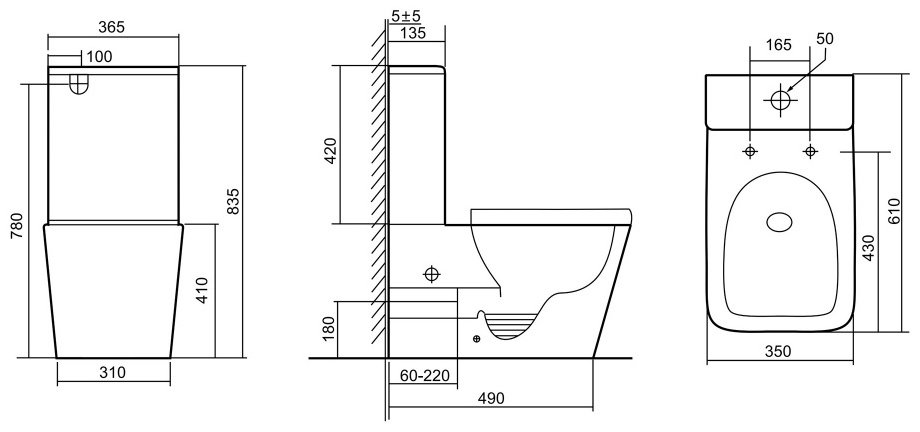 Abber унитаз Rechteck AC1210TMW, керамика купить,0