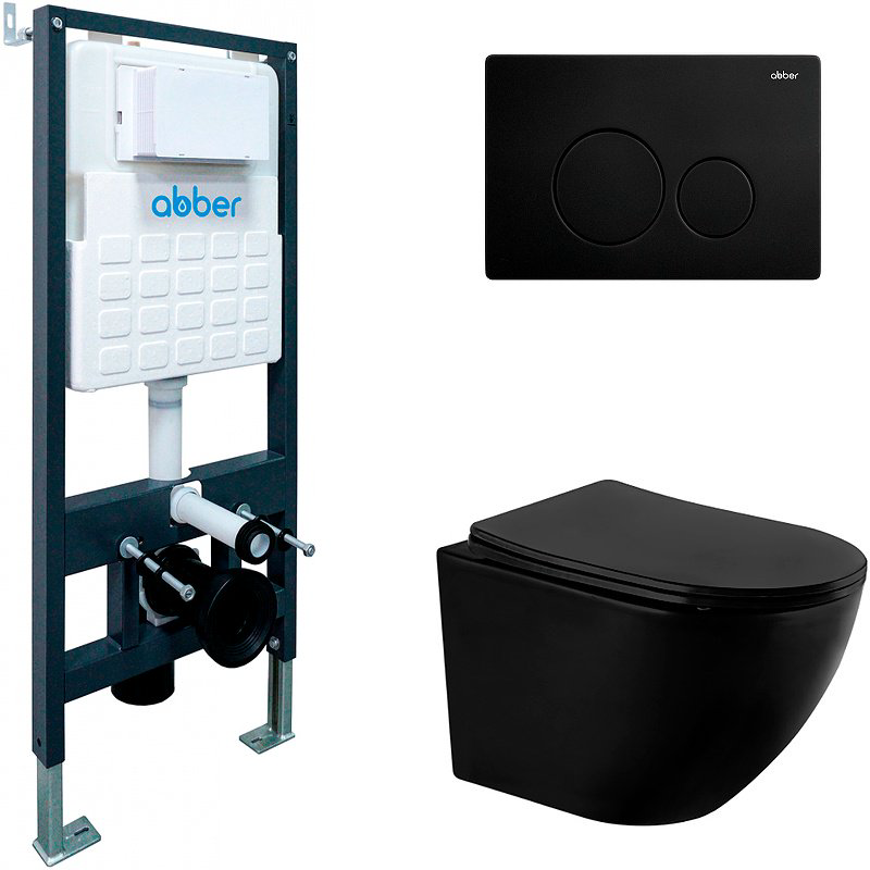 Унитаз с инсталляцией Abber AC1100MB-AC0105-AC0121MB черный купить,438600