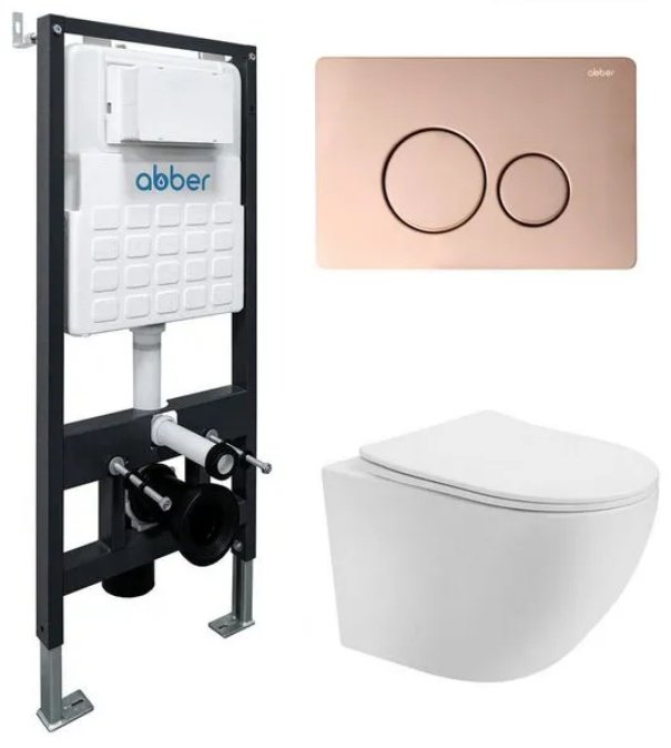 Унитаз Abber AC1100T с инсталляцией белый