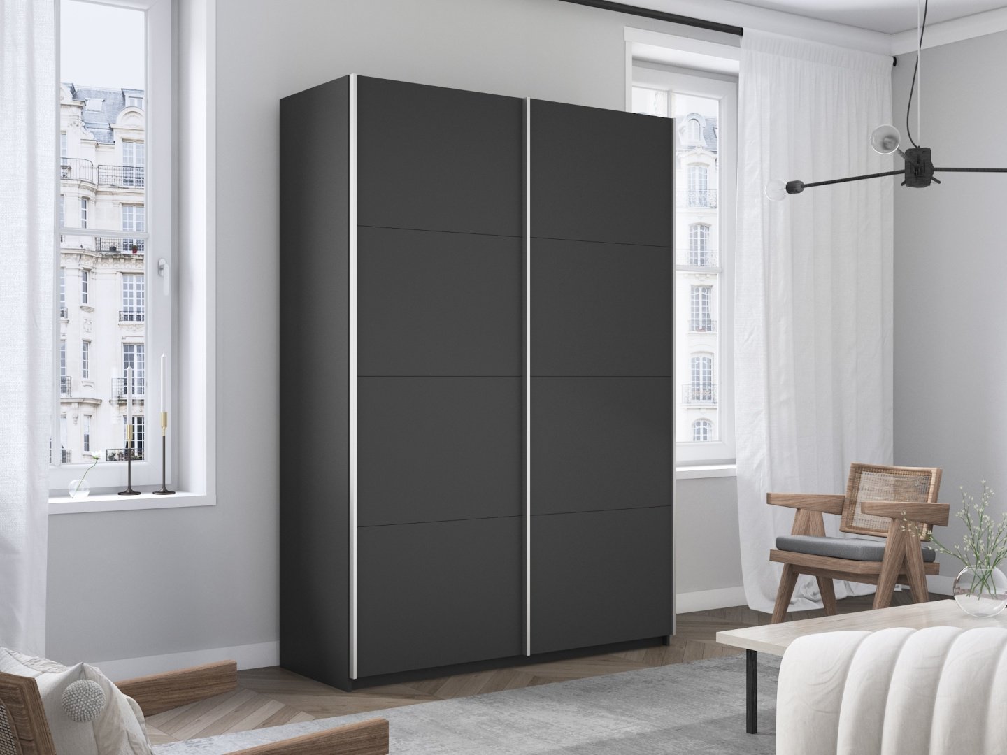 Шкаф-купе Мебель Азии Прайм 2-120, 120x230х57 см, черный - ForteMarket Шкаф-купе Мебель Азии Прайм 2-120, 120x230х57 см, черный купить,0