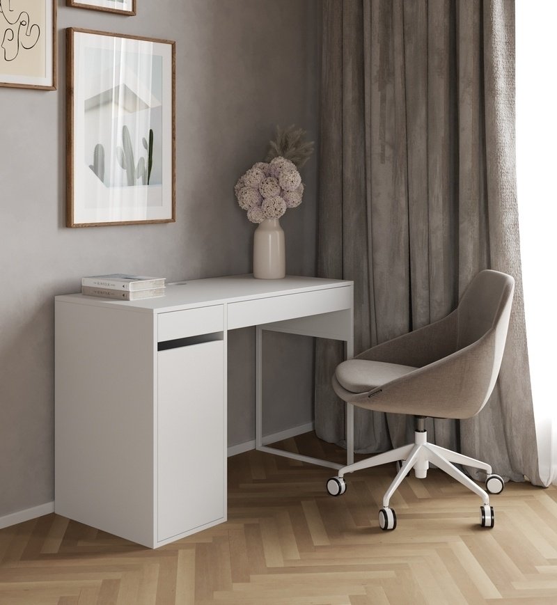 Стол компьютерный Мебель Азии Инсбрук, 105х50x75 см, белый купить,0