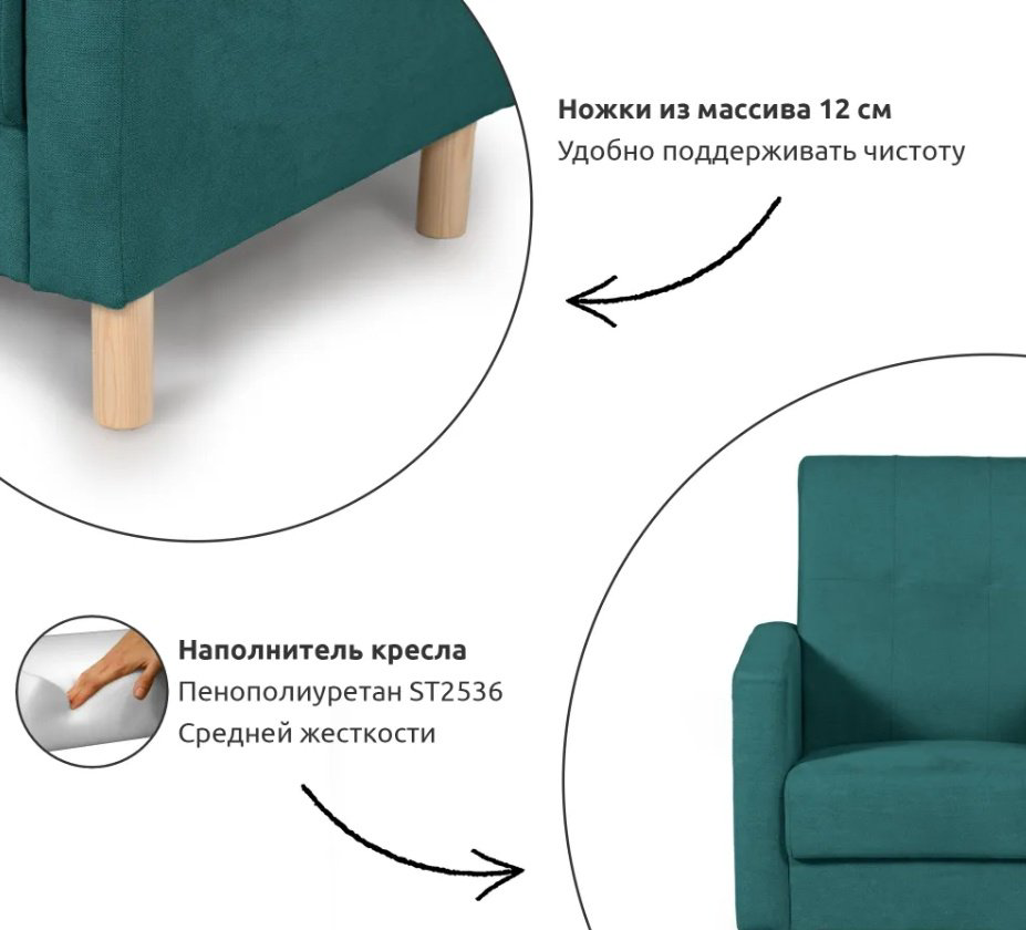 Кресло Мебель Азии Брук 542, обивка велюр, зеленый купить,NaN