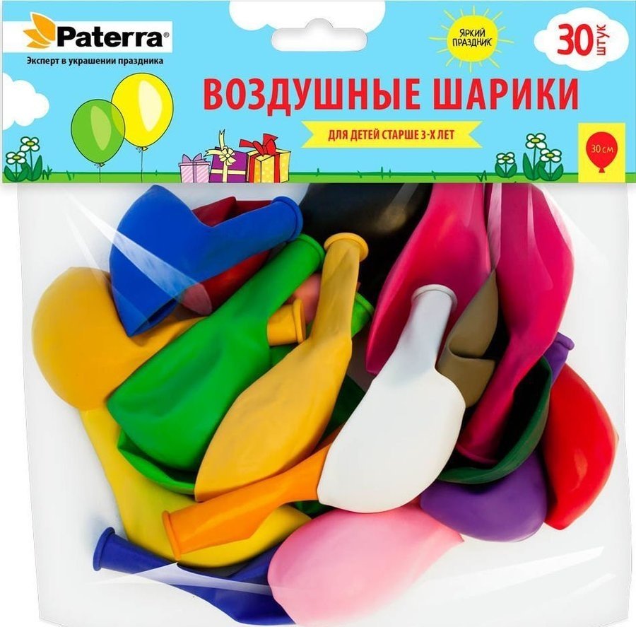 Набор воздушных шаров PATERRA однотонный 30 шт