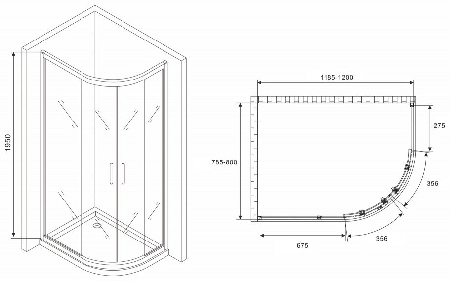 Душевое ограждение Abber двухстенное AG01128B купить,NaN