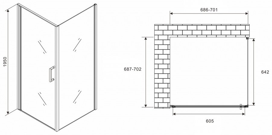 Душевое ограждение Abber двухстенное AG04070-S70 купить,0
