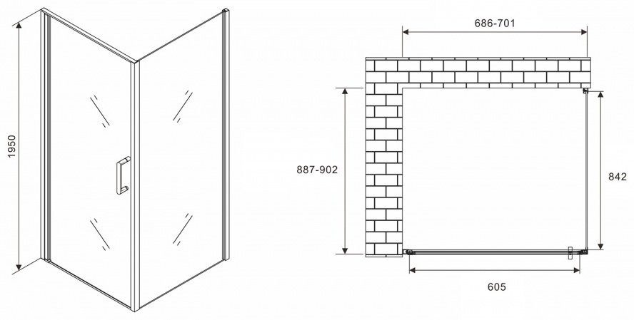 Душевое ограждение Abber двухстенное AG04070-S90 купить,NaN