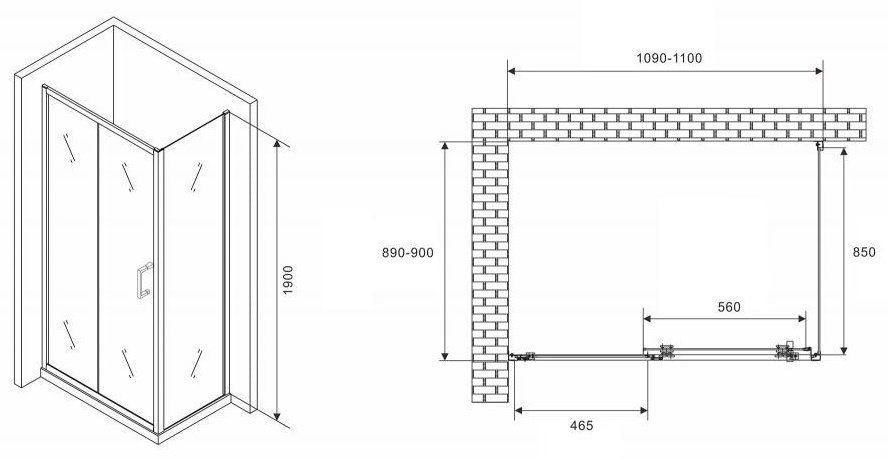 Душевое ограждение Abber двухстенное AG301105-S905 купить,NaN