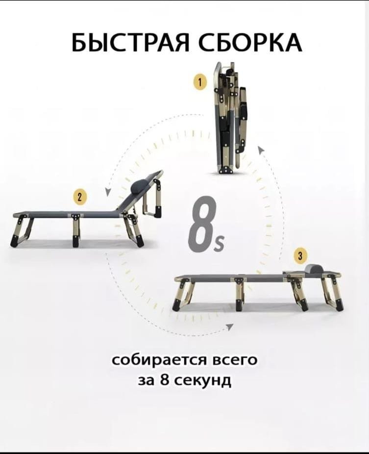 Раскладушка 75х190 см с матрасом, серый - ForteMarket Раскладушка 75х190 см с матрасом, серый купить,0