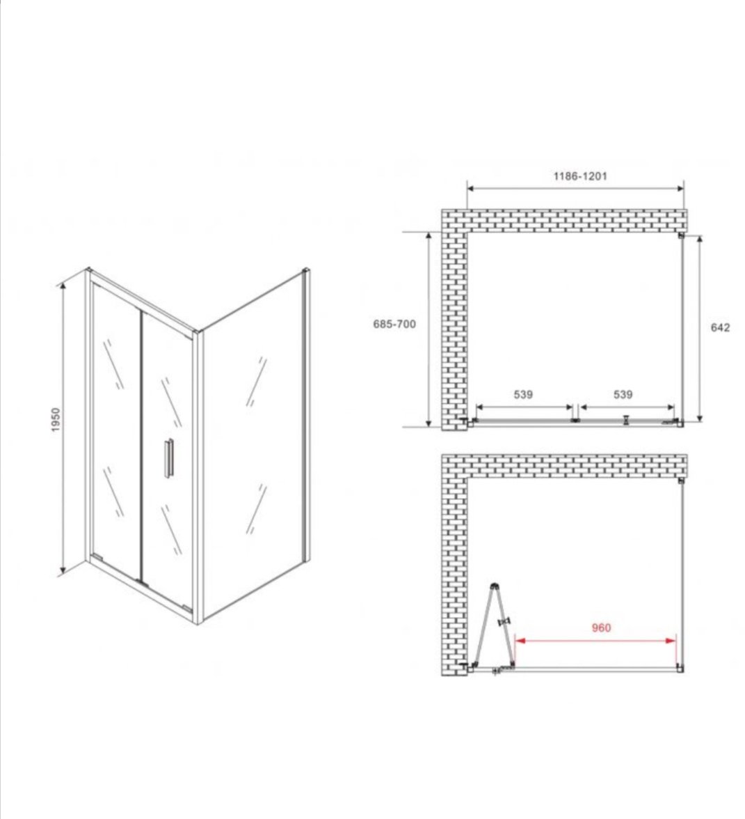 Душевое ограждение Abber двухстенное AG07120-S70, 1200х1950 мм купить,NaN