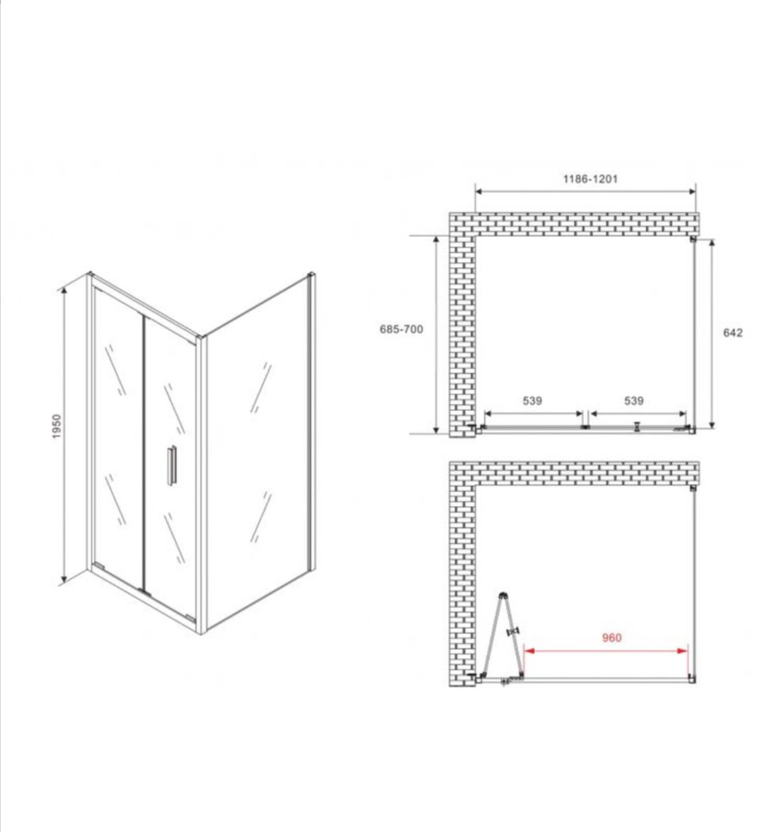 Душевое ограждение Abber двухстенное AG07120-S70, 1200х1950 мм купить,NaN