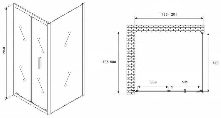 Душевое ограждение Abber двухстенное AG07120-S80 купить,0